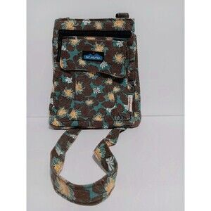 Kavu Crossbody Hipster Purse Brown/ Teal Women's Limited Edition 10"×8"